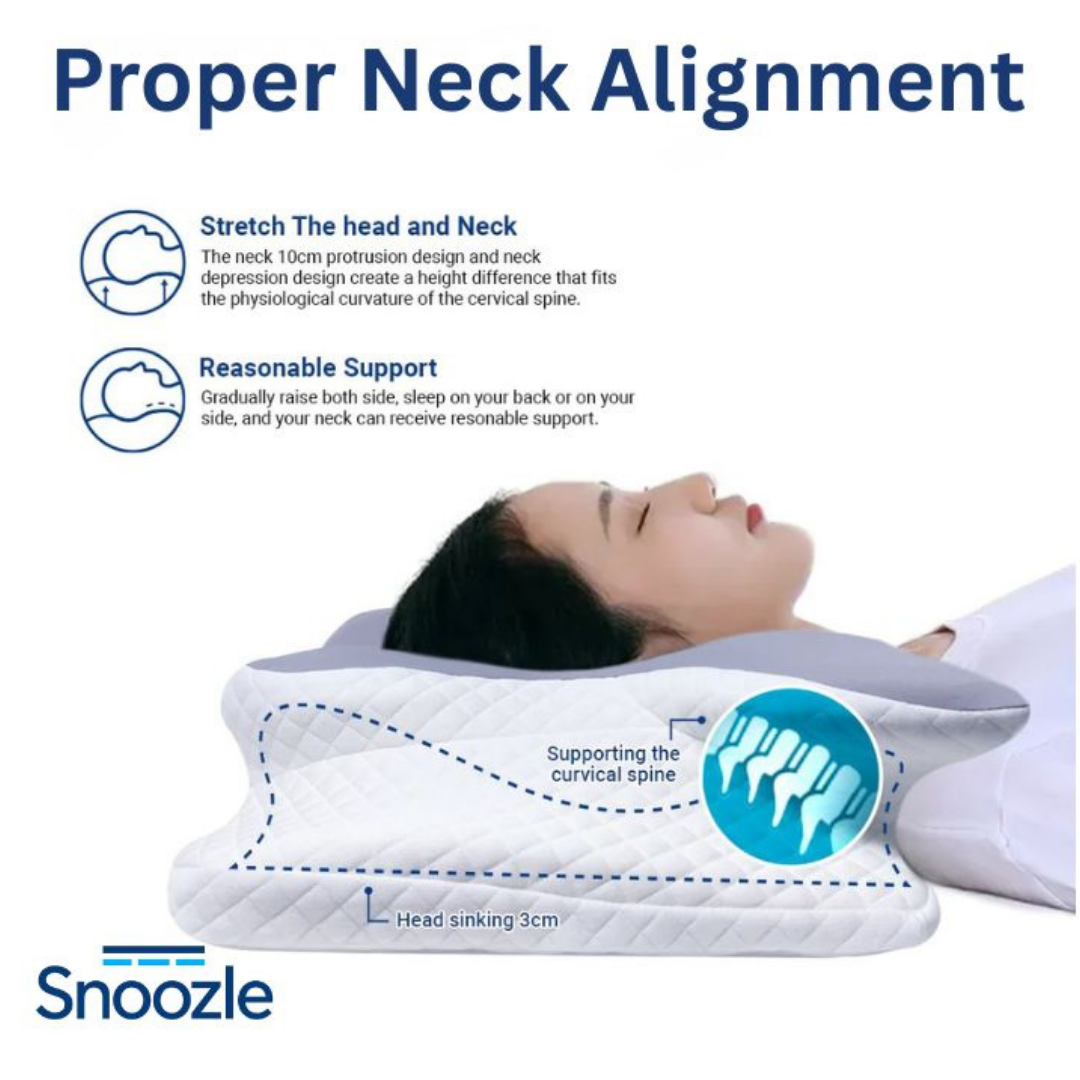 Snoozle Pillow 2.0 - Ergonomic Cervical Neck Pillow with Memory Foam Support for All Sleep Positions